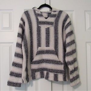 black and white striped baja hoodie